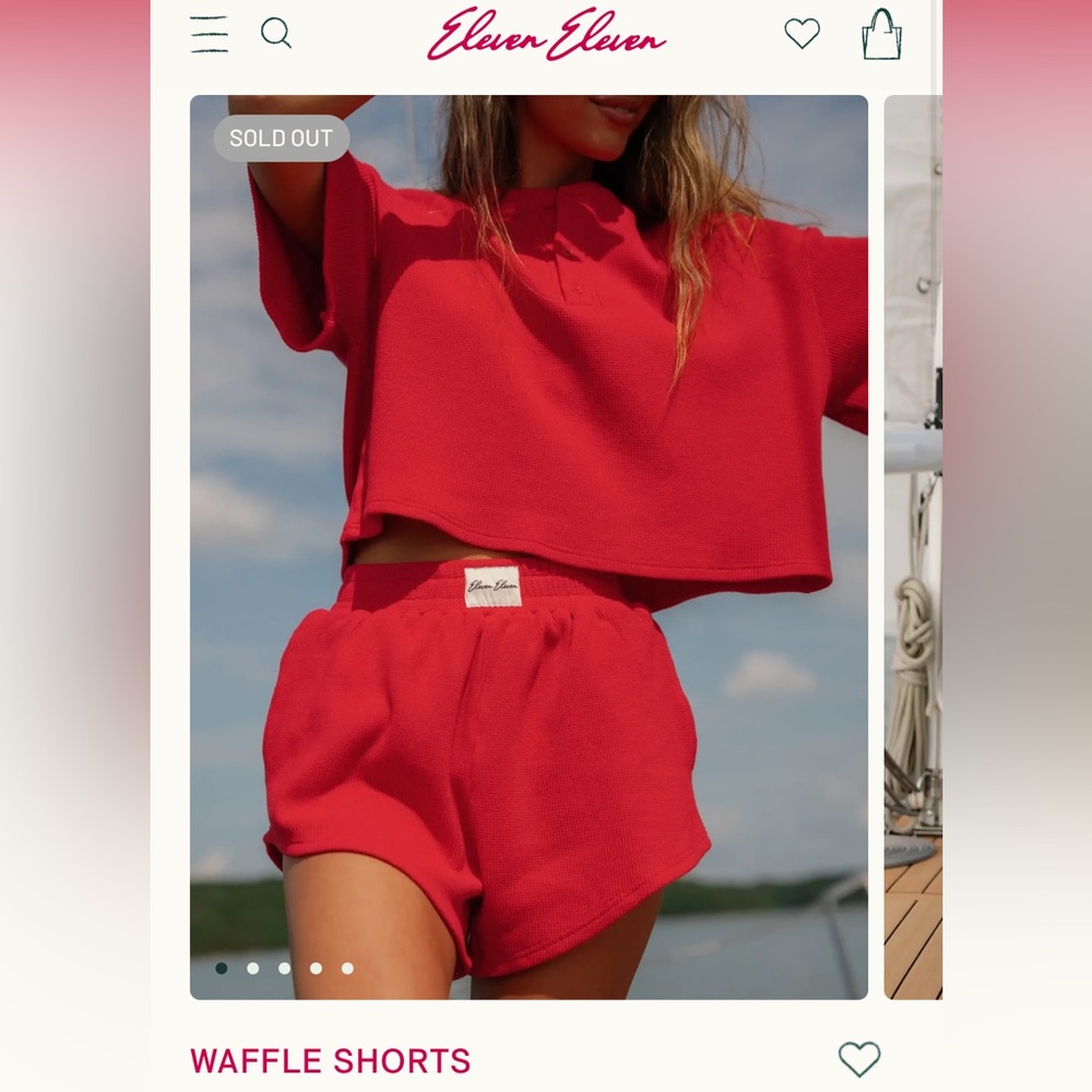 Eleven Eleven Red Waffle Athletic Shorts never worn new!!